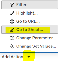Go to Sheet Action in Tableau: